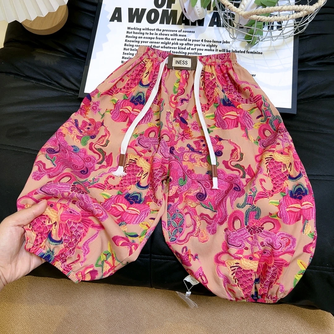 （A类棉绸）夏季儿童棉绸人造棉灯笼裤宽松凉凉裤休闲防蚊裤