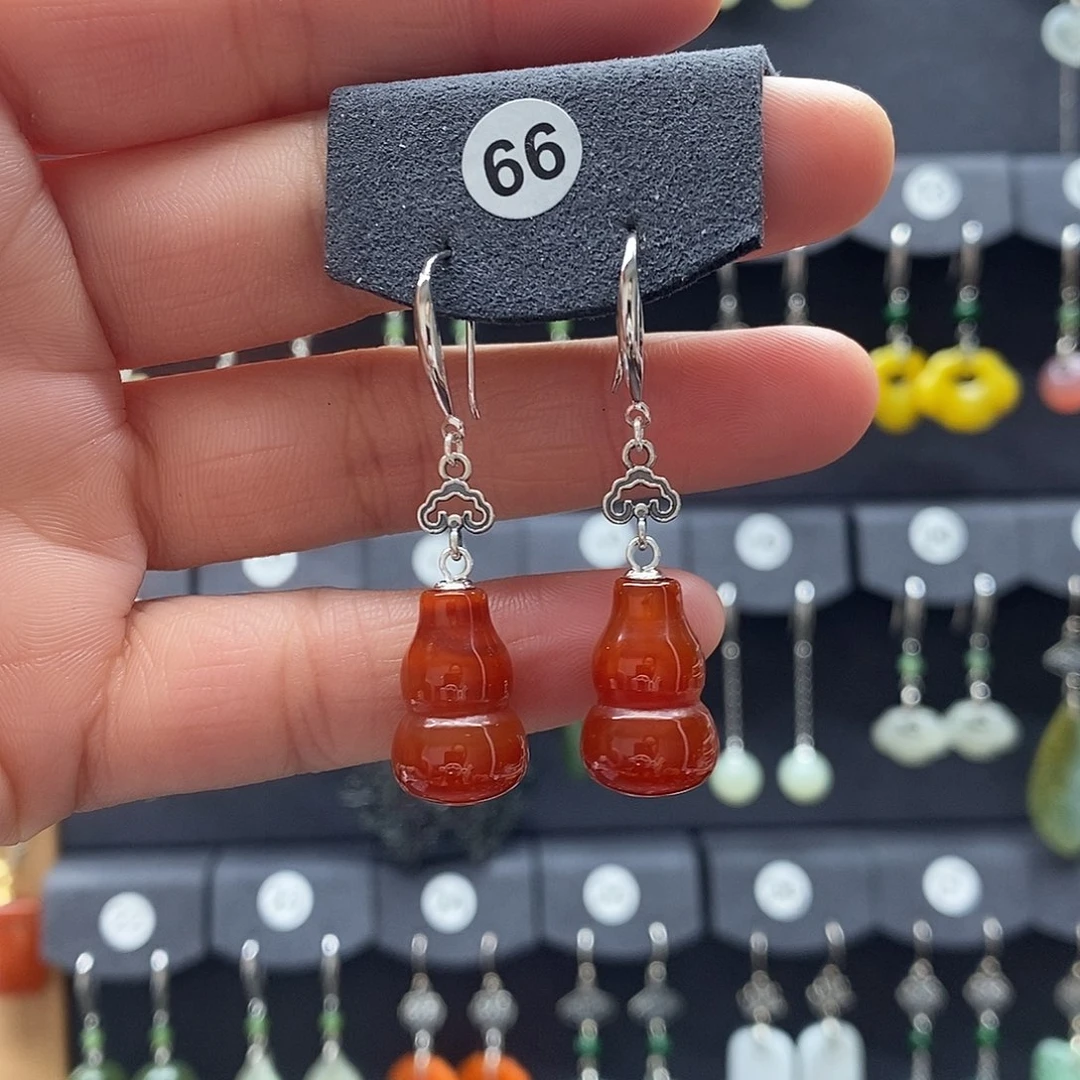 玛瑙/玉髓银S925镶嵌耳坠