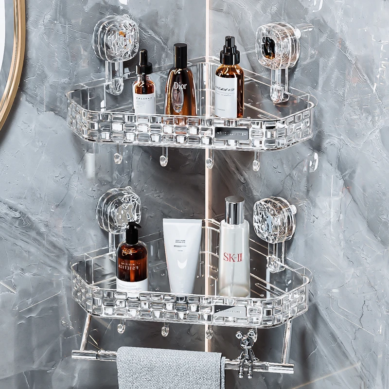 【轻奢】吸盘置物架卫生间浴室台面置物架亮面反光厨房置物架