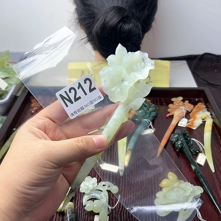 蛇纹石玉发饰合金凤****?