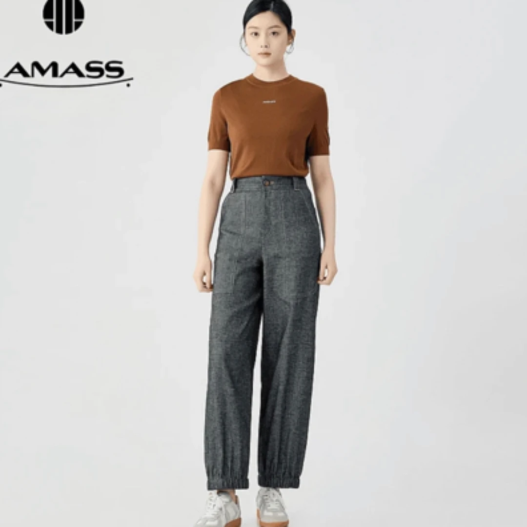 阿玛施AMASS 510009经典百搭早春松弛感复古工装风束脚休闲长裤