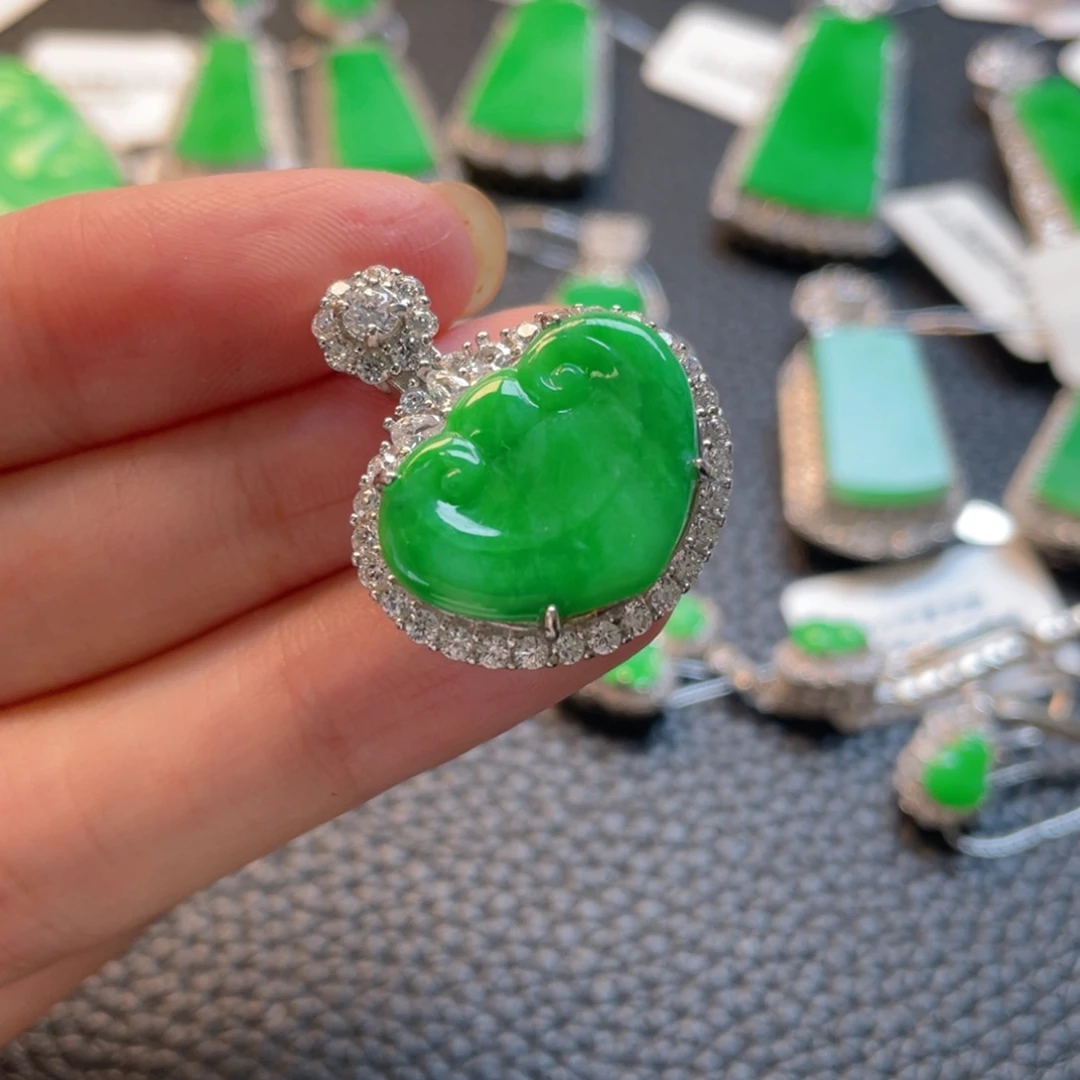 翡翠银S925镶嵌吊坠(不含链)