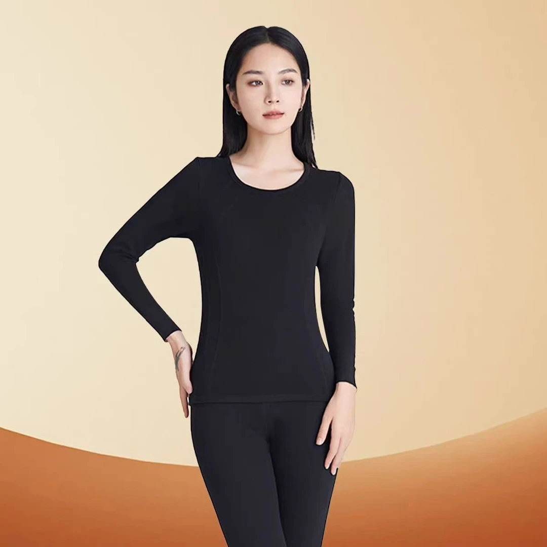 女士秋冬季圆领山羊绒亲肤舒适保暖套装