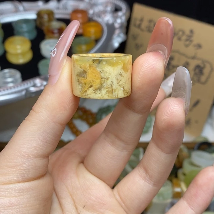 蛇纹石玉合金戒指2-17.3