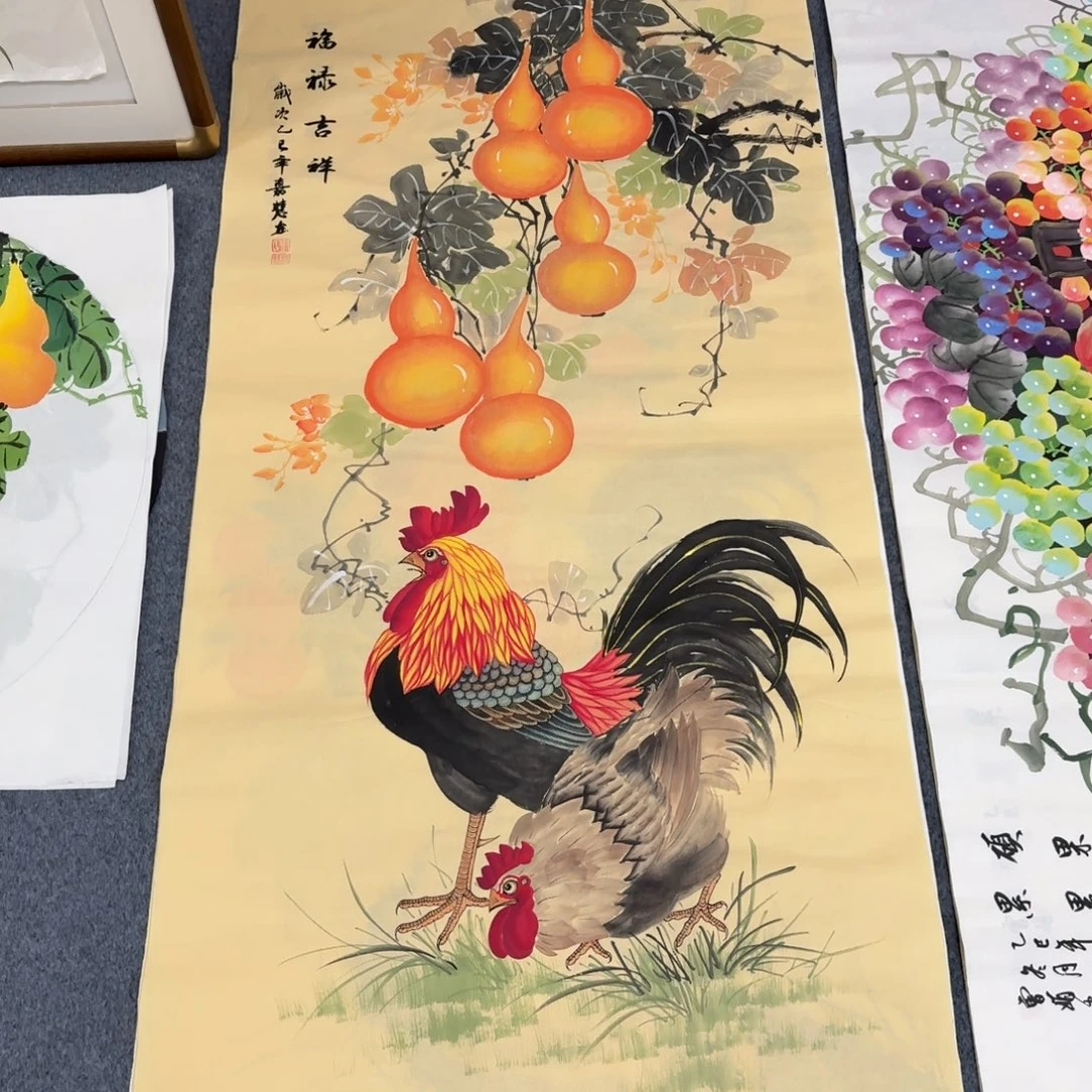 国画四尺尺寸70X140纯手绘作品