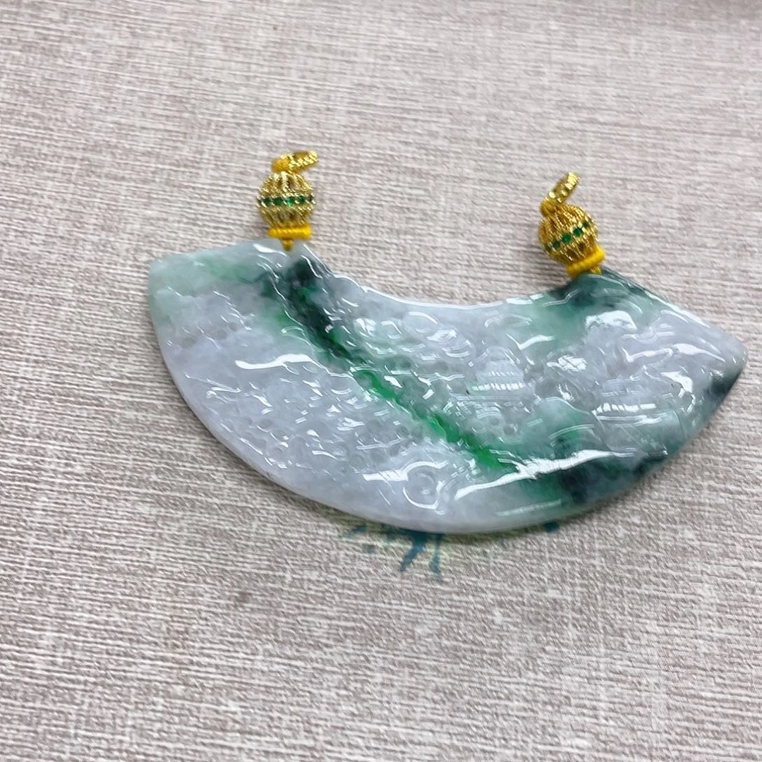 翡翠未镶嵌颈饰绿线弯