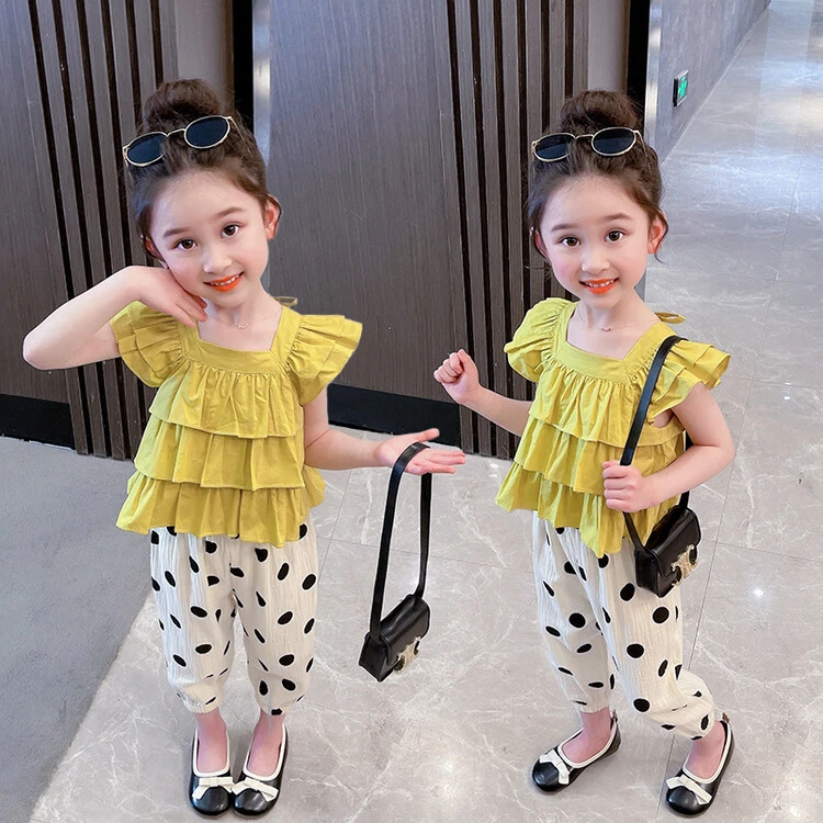 女童套装夏季2025新款儿童休闲两件套小女孩娃娃衫防蚊裤洋气韩版