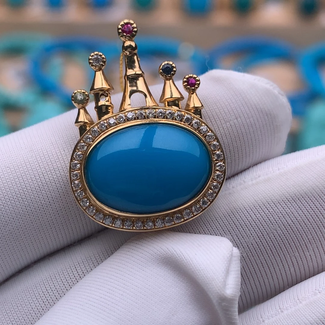 绿松石18K金镶嵌珠宝奇石