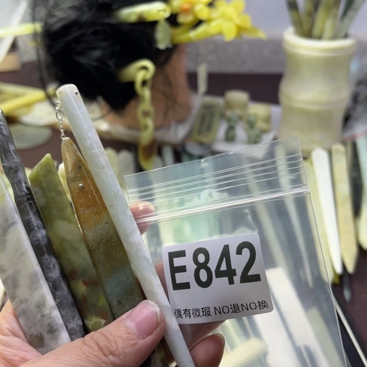 蛇纹石玉发饰合金欣*