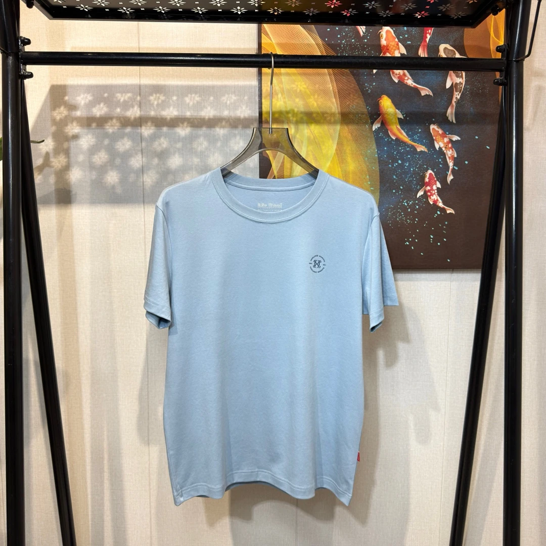 D799夏季新款凉感免烫不易皱易打理液氨魔力纯棉短袖T恤休闲夏日