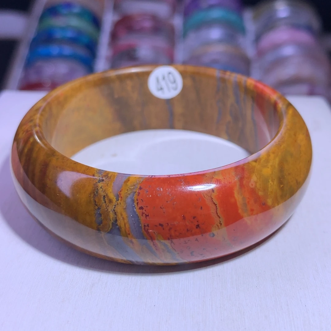 水晶银S925镶嵌手镯战国红59圈419