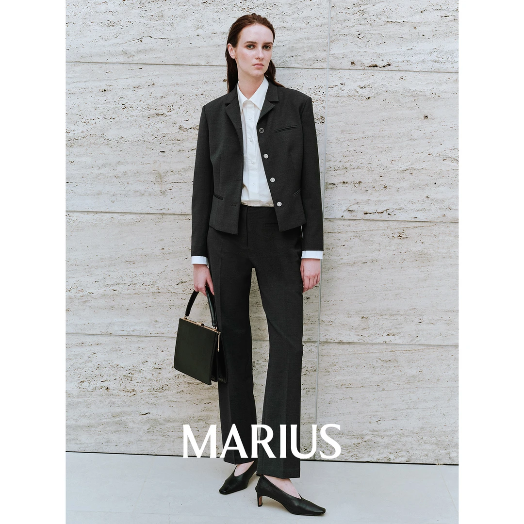 MARIUS"铅笔套"ROW风经典现代摩登小翻领短西装/长裤