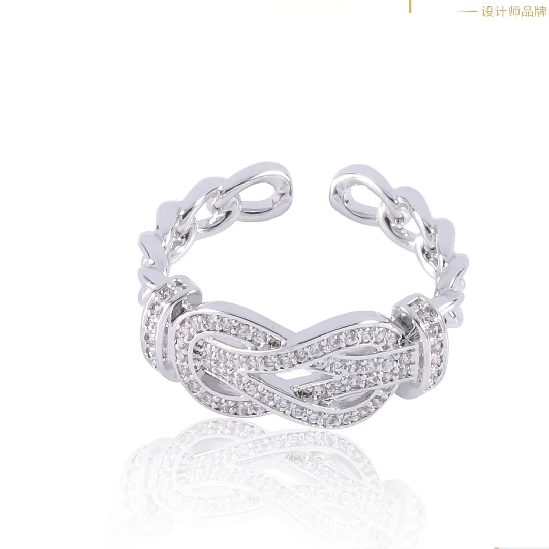 铜合金合成锆石戒指 拉环时尚设计师轻奢开口 3731