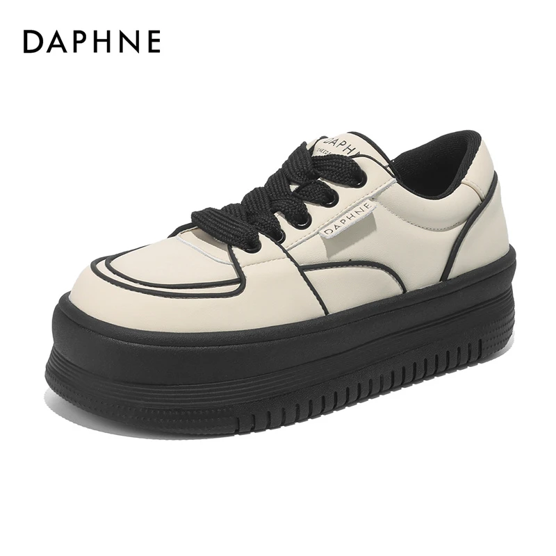 Daphne/达芙妮小众时尚百搭ins秋冬低帮厚底圆头时尚休闲鞋