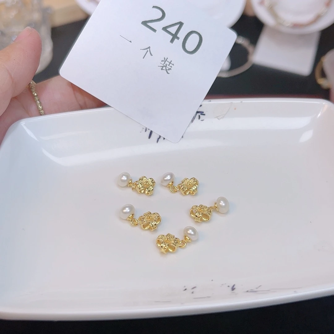 淡水珍珠珠宝奇石银S925镀金镶嵌240