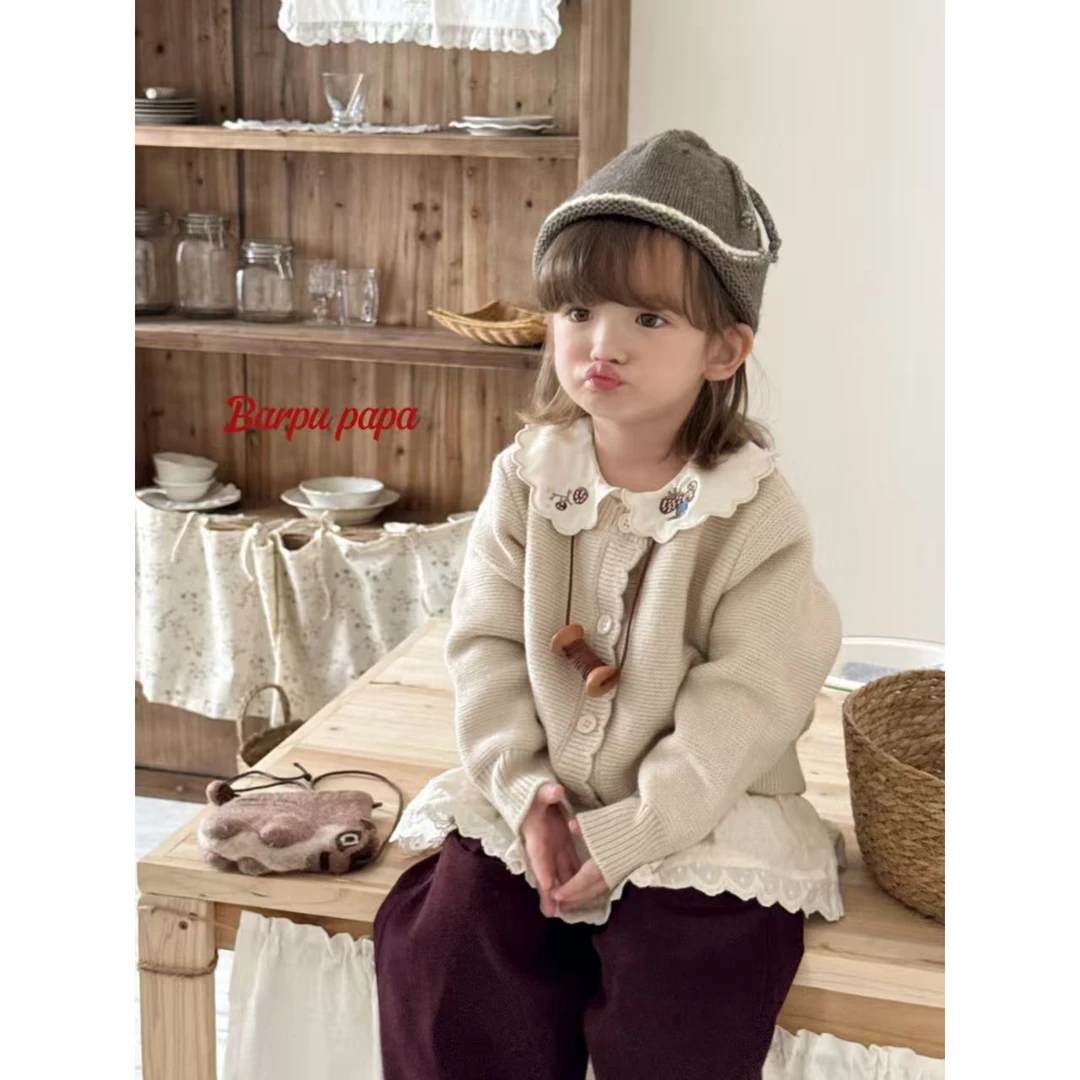 PAPA~韩系25秋女童可爱兔子刺绣外套上衣两件套-73013