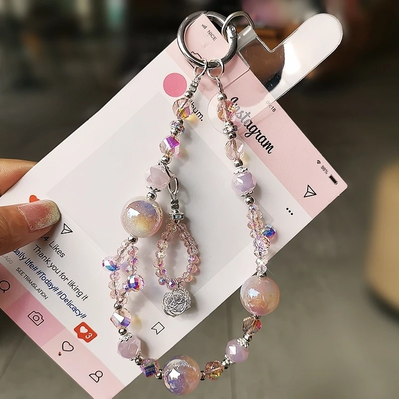 时尚闪钻星空水晶手机链挂饰女款精致手机挂绳流苏吊坠手提链挂件