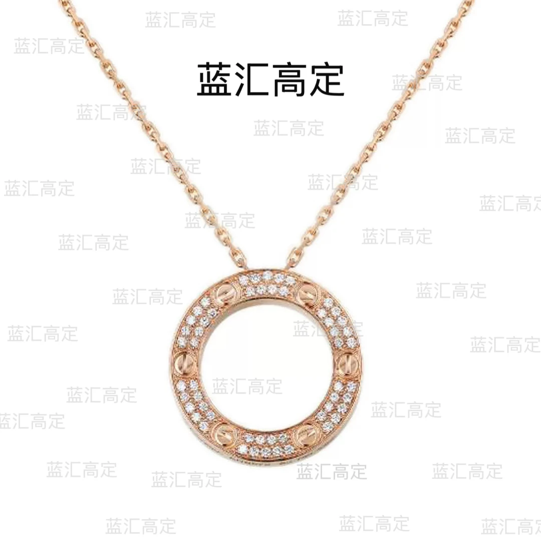 合金项链 蓝汇V金高定 大饼项链满钻大圆饼情侣轻奢气质时尚百搭