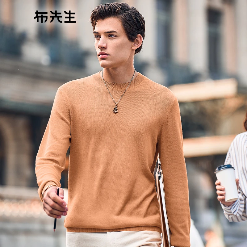 明星同款Mr.Bu布先生长袖针织衫男秋季宽松圆领百搭打底衫KT01756