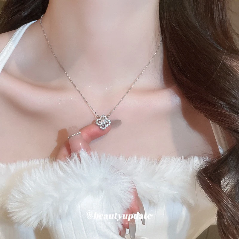 合金锆石项链 花朵镂空简约时尚气质锁骨链百搭轻奢高级感项饰