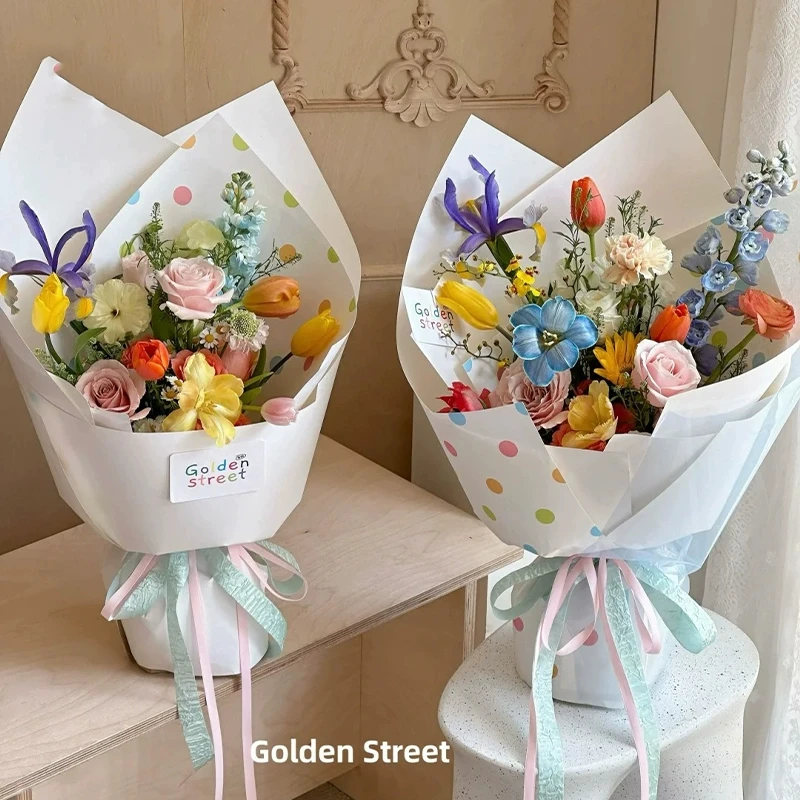 【喜儿】童趣系列包装纸彩趣波点鲜花冰淇淋牛皮纸质花束花纸批发