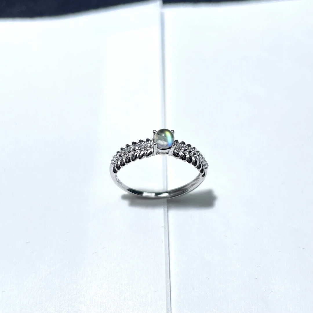 马岛月光石戒指s925麦穗款  KT24110402