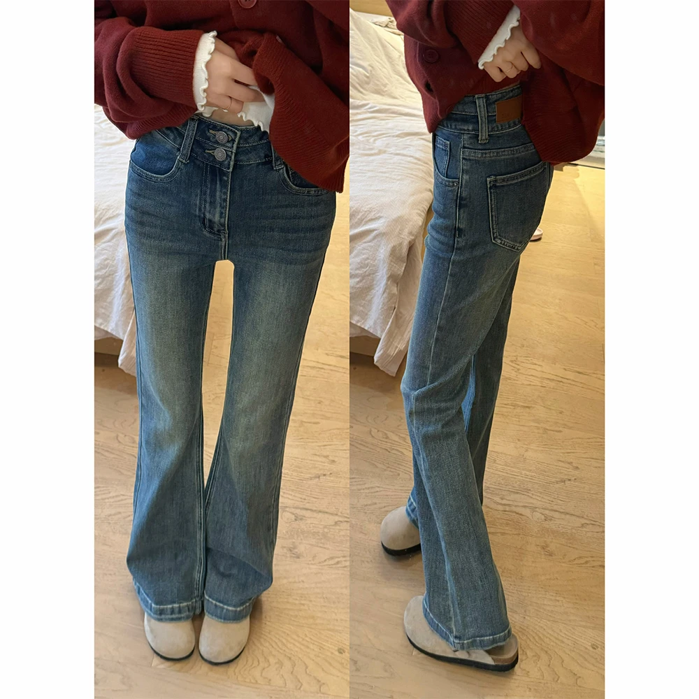 【微喇裤】牛仔裤裤子春秋显瘦高腰喇叭裤长裤修身83113