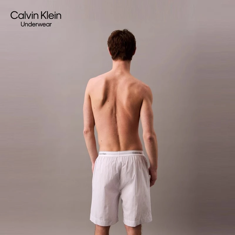 CK内衣25夏季男士纯棉府绸提花腰边满印阿罗裤家居短裤睡裤NM2832