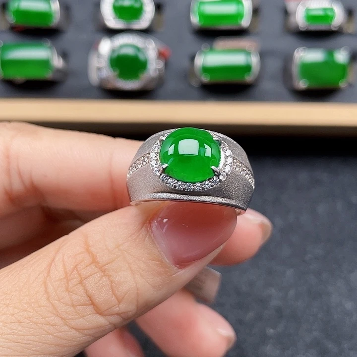 翡翠银S925镶嵌戒指编号，2206没运费险