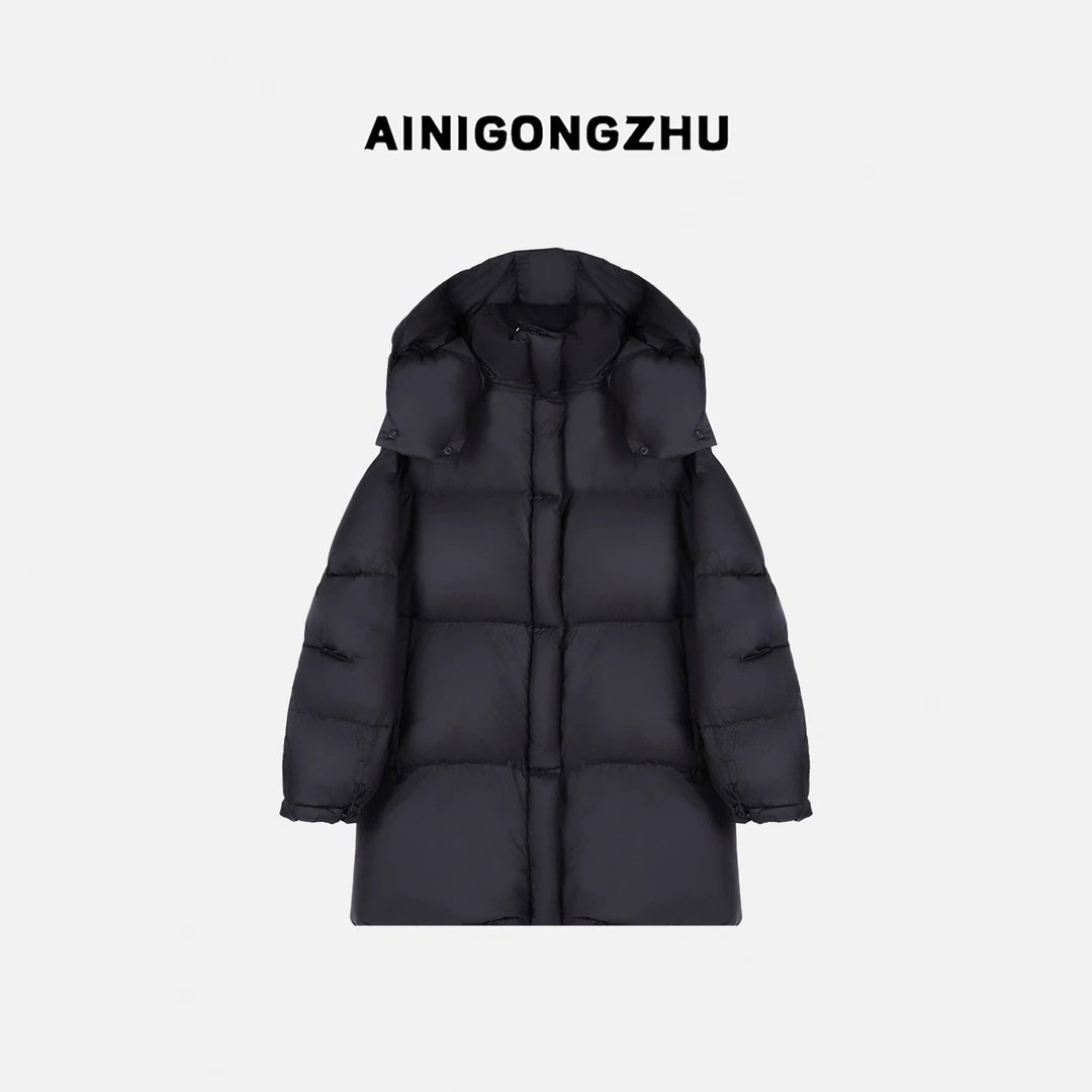 AINIGONGZHU/艾妮公主2024秋冬新款女装中长款连帽冬装外套Y89078