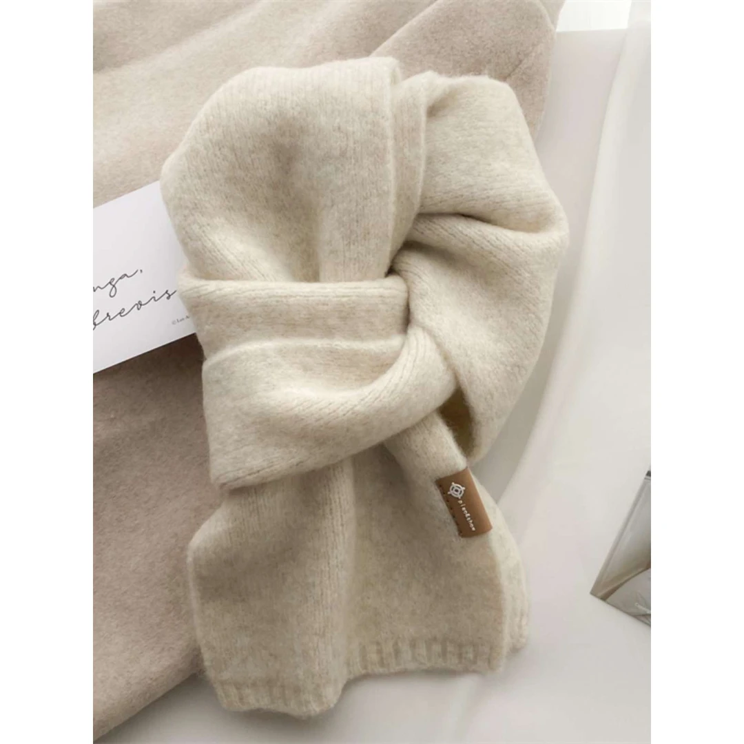 高级感韩版百搭小围巾女秋冬季软糯针织仿羊绒护颈围脖新款潮