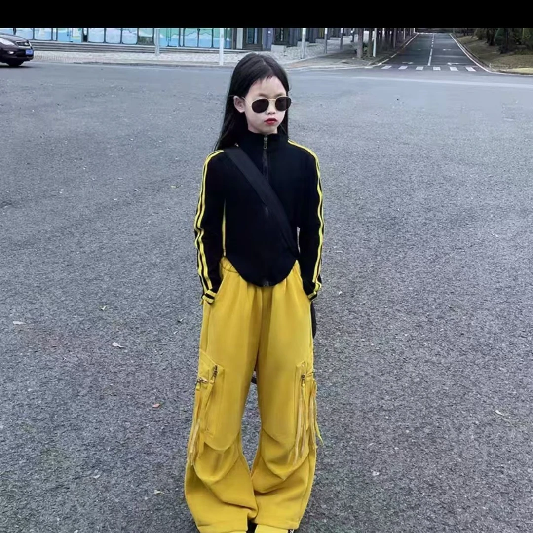 女童春秋款套装2025新款中大女童洋气外套工装裤休闲两件套潮酷