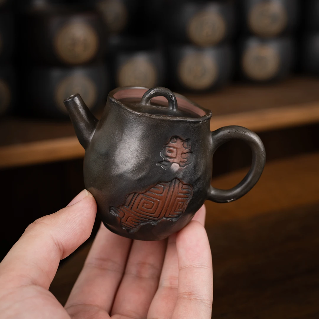 手捏壶 85毫升 所见即所得 广西坭兴陶全手工茶具10483