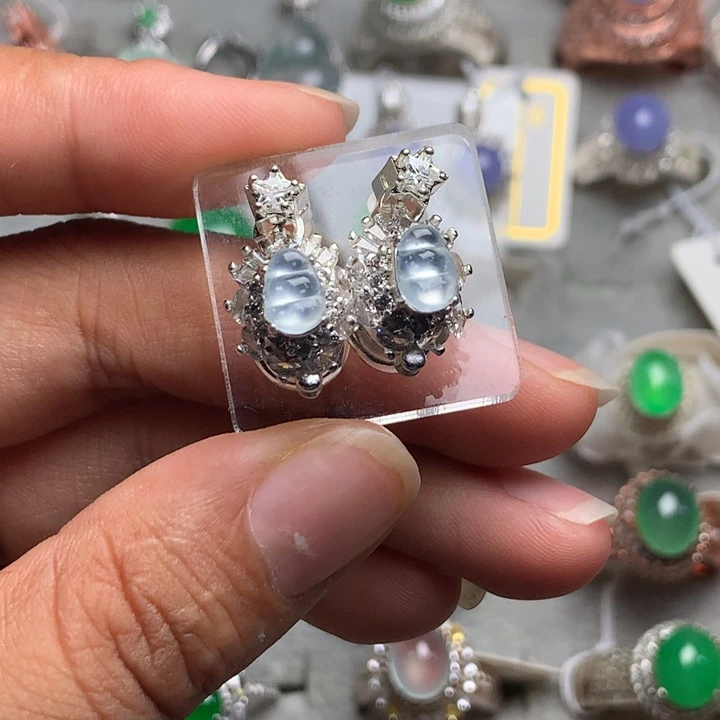 未镶嵌翡翠耳饰天然翡翠戒面