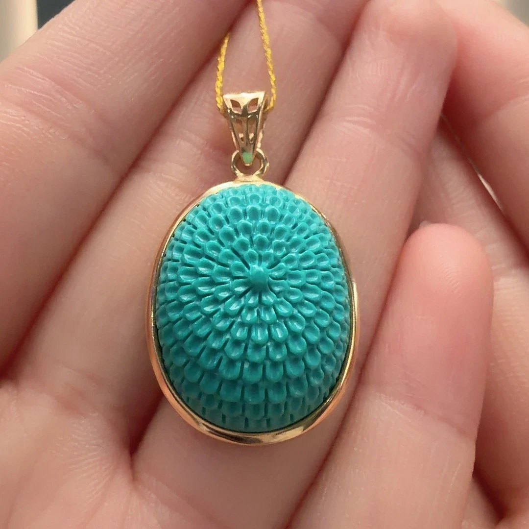 绿松石银S925镶嵌颈饰