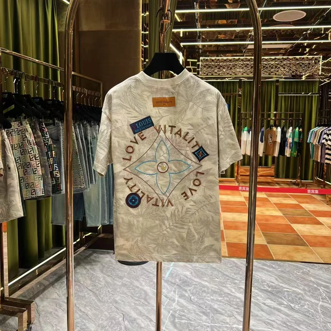 强d【新款短袖】 100%纯棉短袖欧式老钱风重工刺绣工艺短袖25295