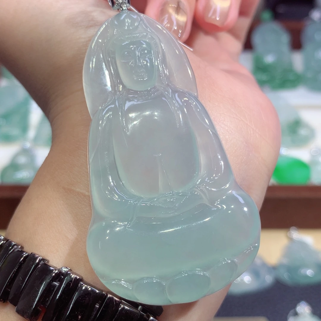 吊坠(不含链)18K金镶嵌翡翠