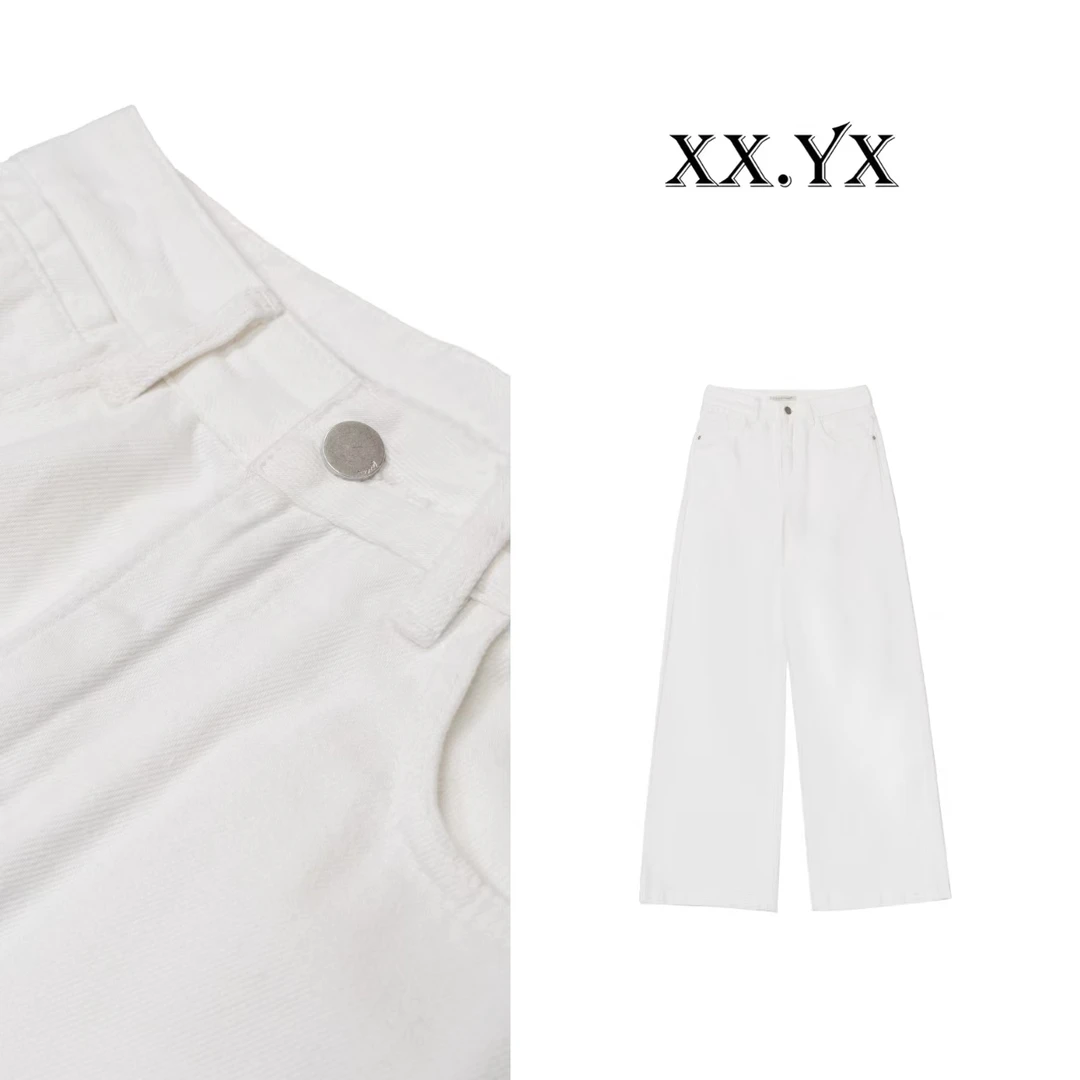 XX.YX （高级感）春夏嘎嘎柔软显瘦显腿长中高腰直筒白牛仔裤66162