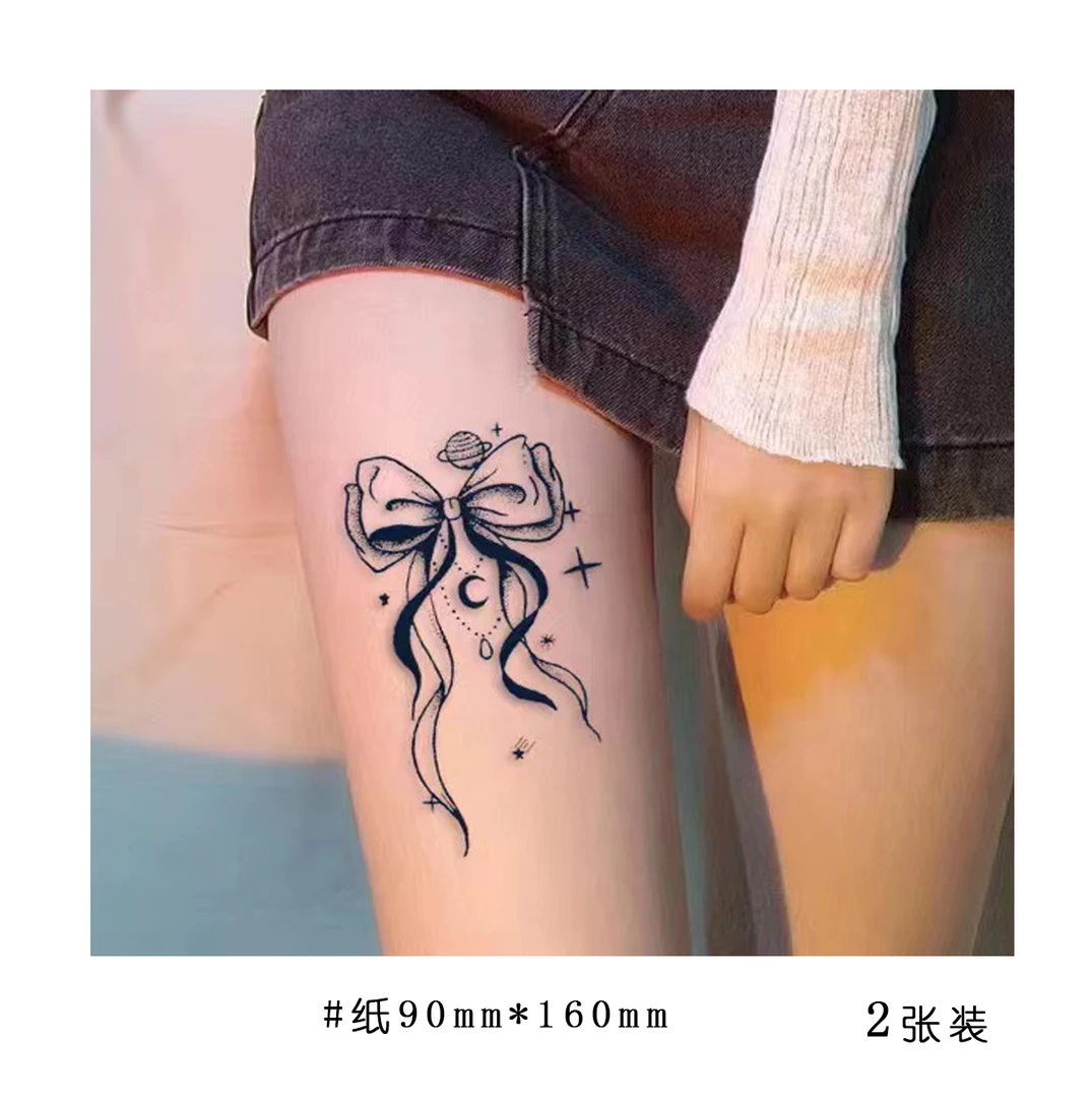 草本果汁蝴蝶结半永久持久防水不反光纹身贴纸