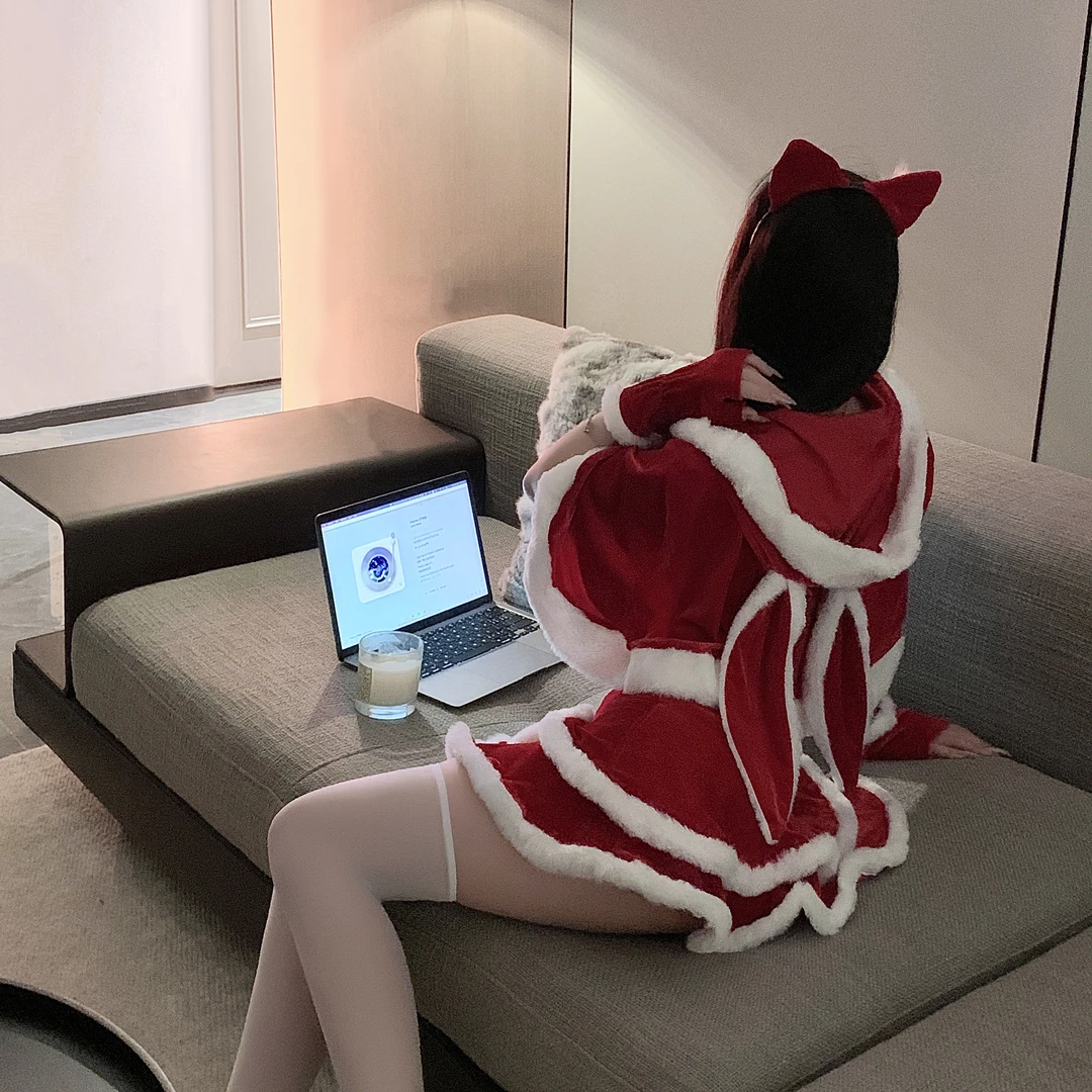性感红色新年圣诞节氛围cosplay制服纯欲套装