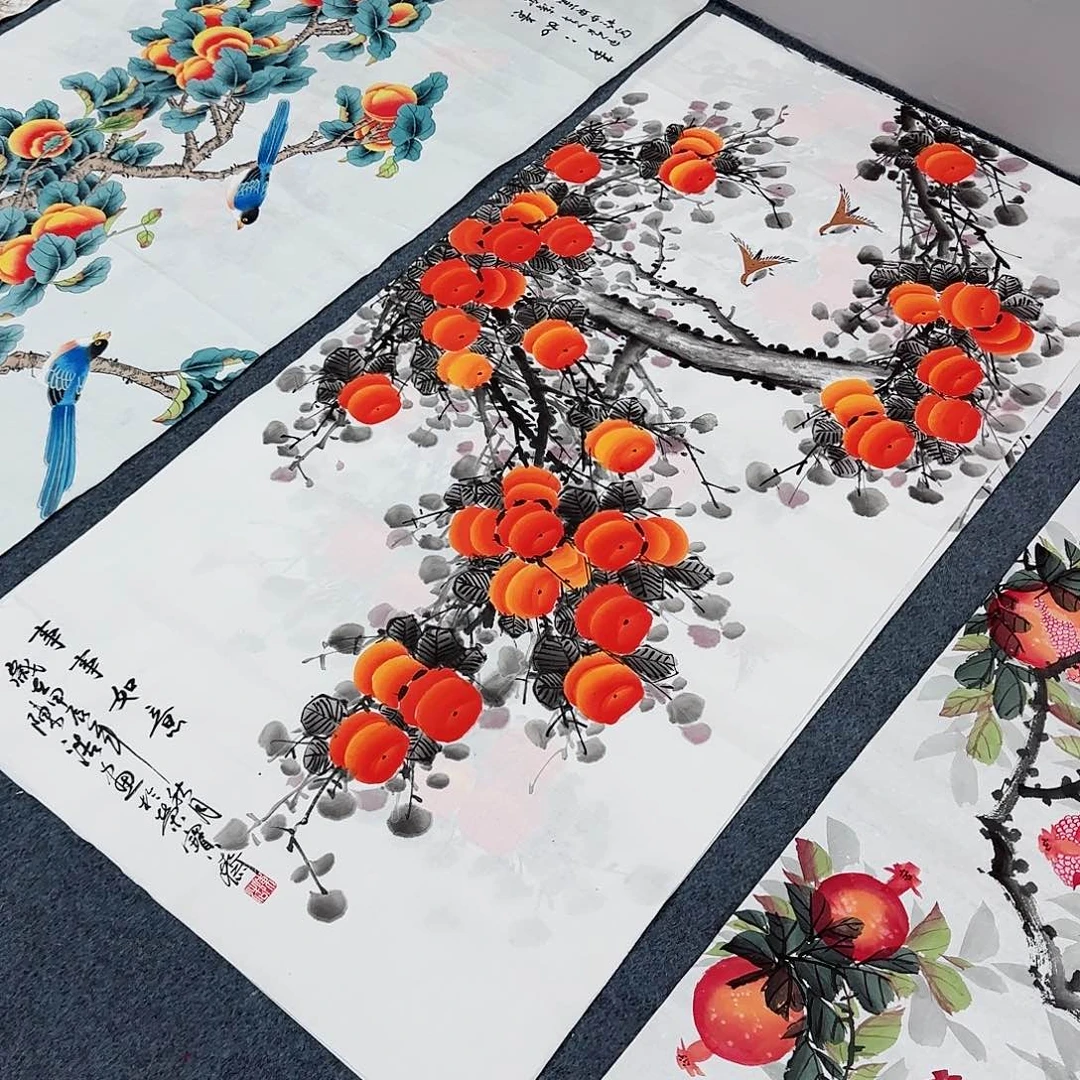 国画尺寸70X138手绘作品 