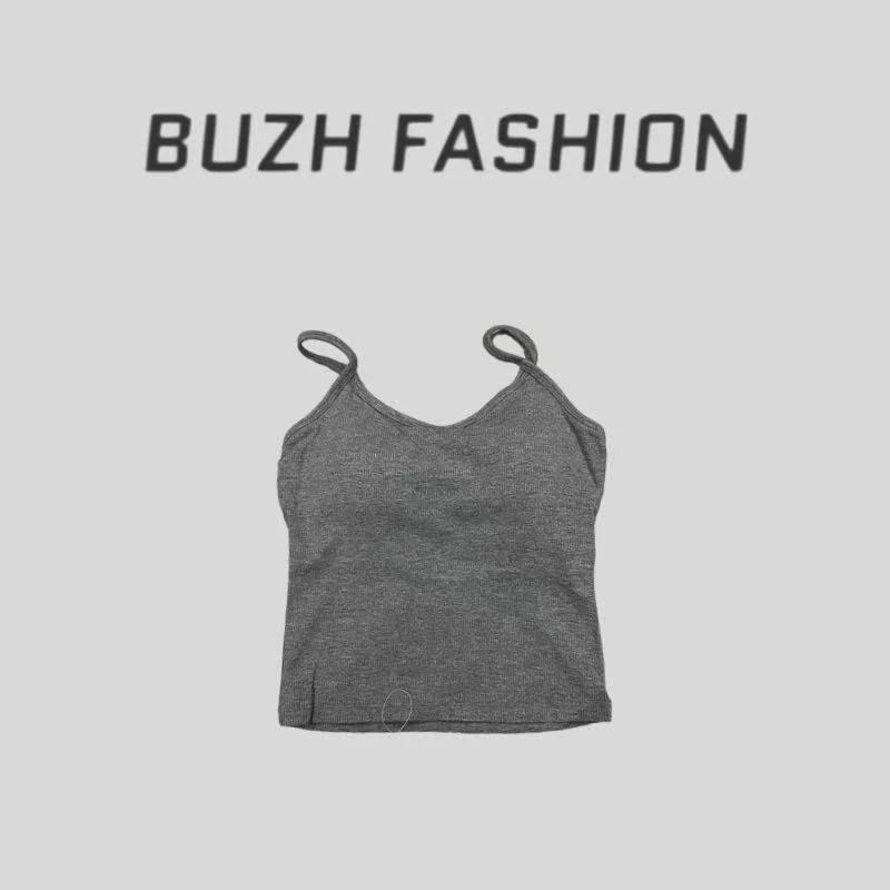 BUZH夏季新款时尚百搭修身自带胸垫背心吊带美背