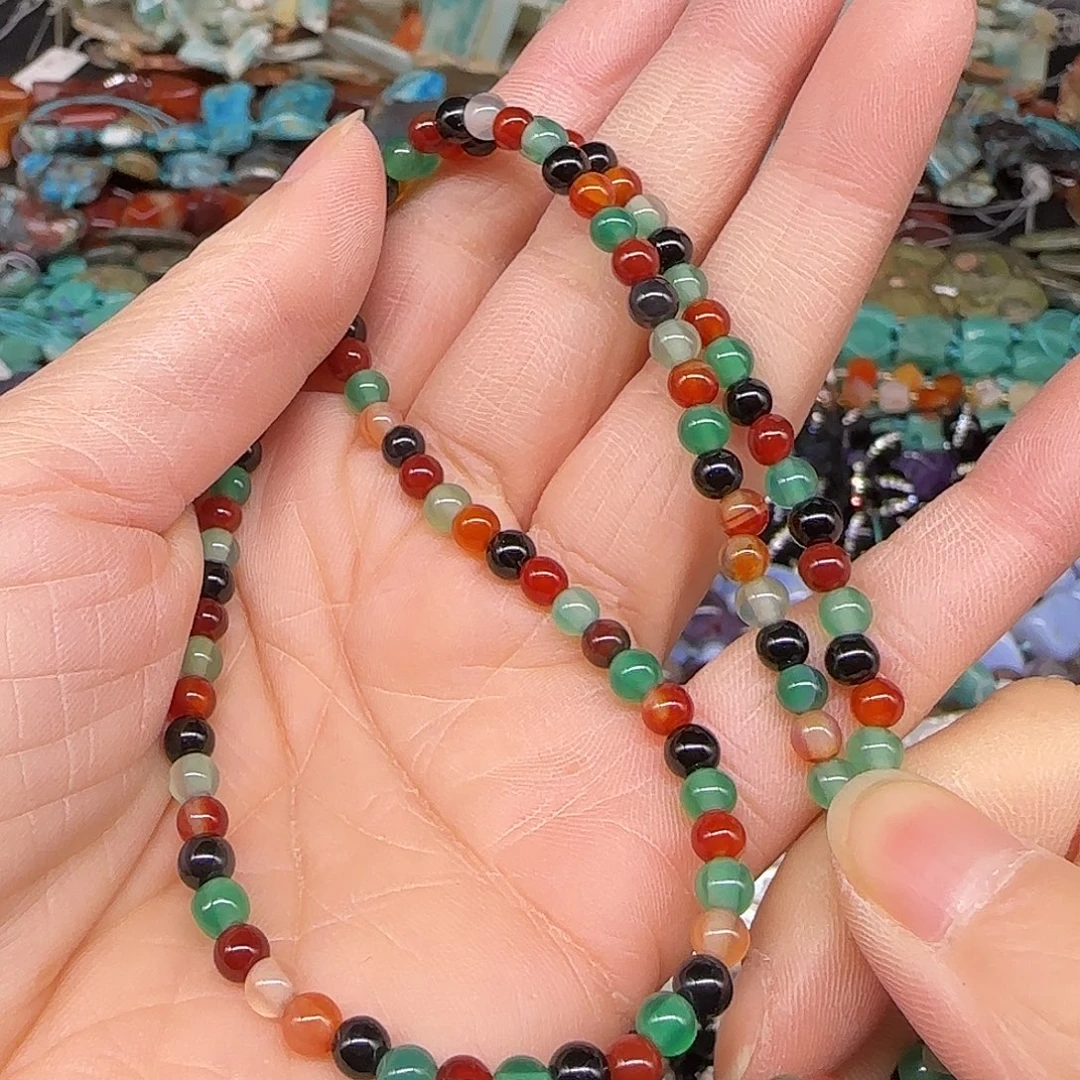 玛瑙/玉髓合金珠宝半成品玛瑙多宝4mm一条