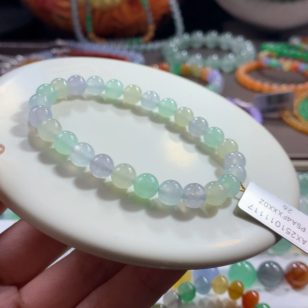 翡翠未镶嵌手链冰幻彩卡7