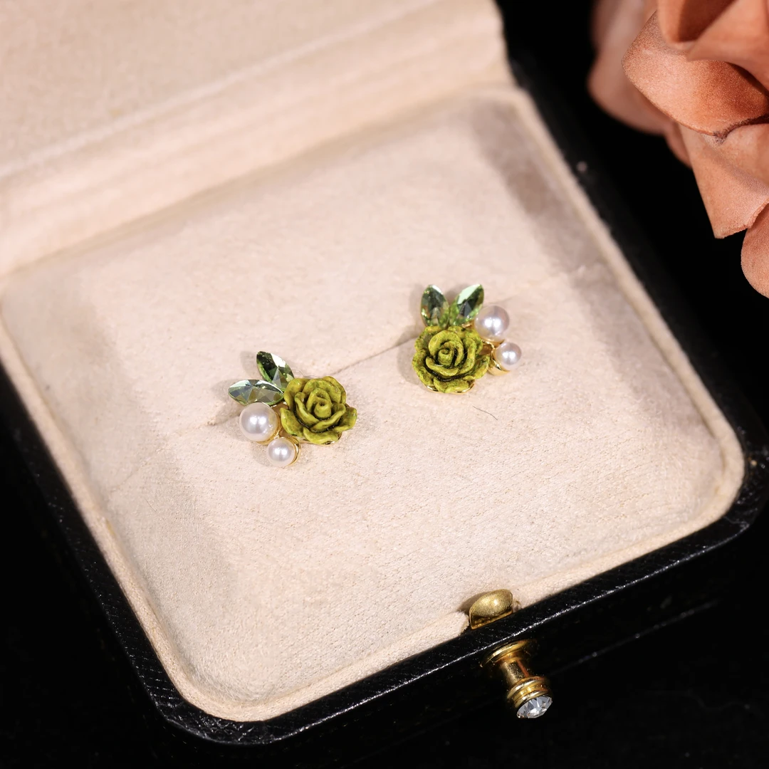 铜合金耳饰 【藏花】轻奢时尚气质百搭小众高级设计感耳饰RH1027