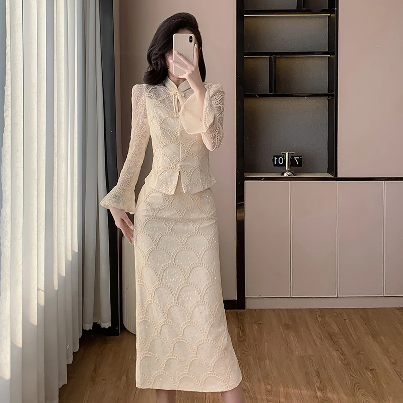 新中式国风女装盘扣上衣2025春季新款高级感复古衬衫半身裙两件套