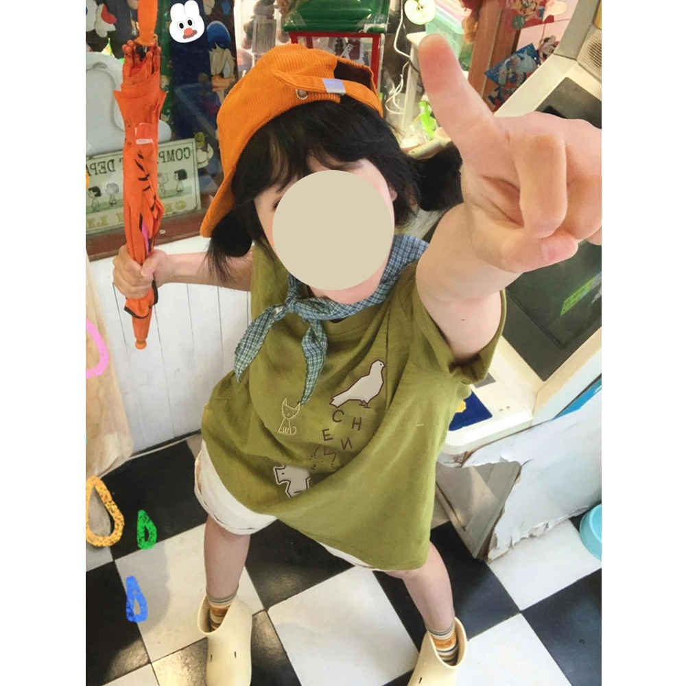 日系复古短袖t恤女夏季卡通刺绣圆领宽松显瘦休闲小众设计感上衣