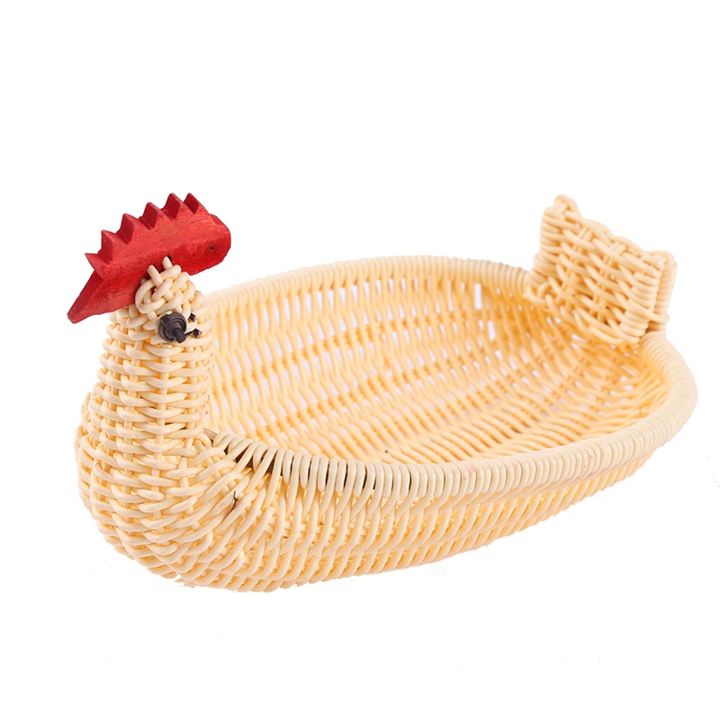 仿藤编鸡蛋竹筐动物竹篮编织收纳箩筐餐具托盘手工柳条子摆件筐