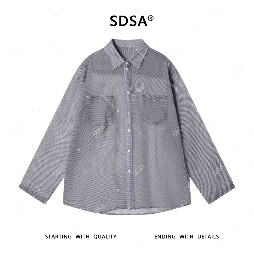 夏季高级感新款男士经典衬衫凉感格子翻领百搭夏季长袖休闲