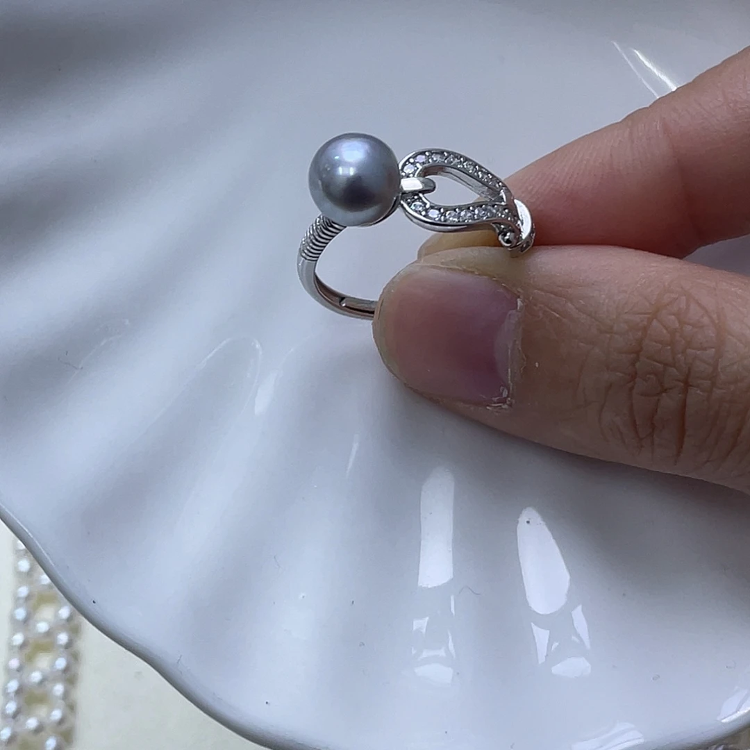 海水珍珠银S925镶嵌戒指